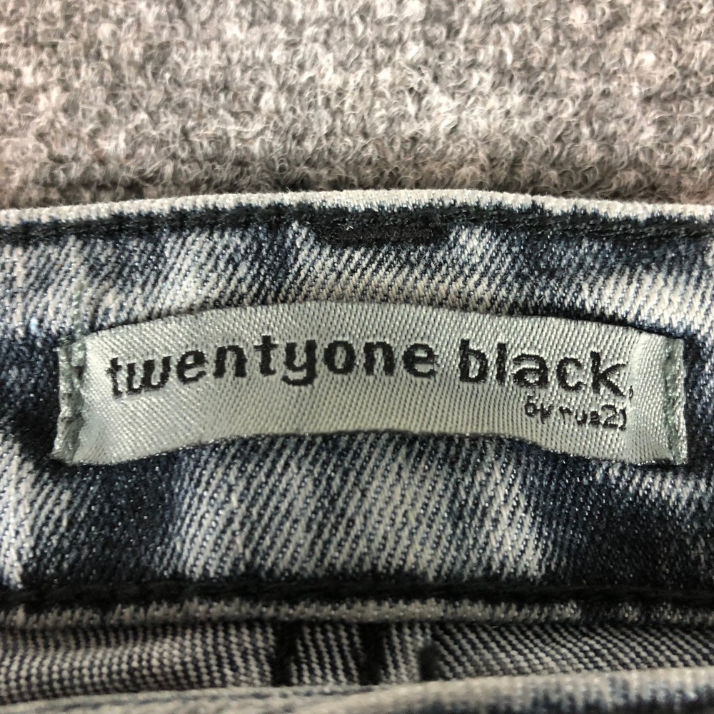 Twentyone Black Acid Wash Cropped Jeans Zipper Ankle Frayed Hem Size 13/14 - Picture 4 of 14